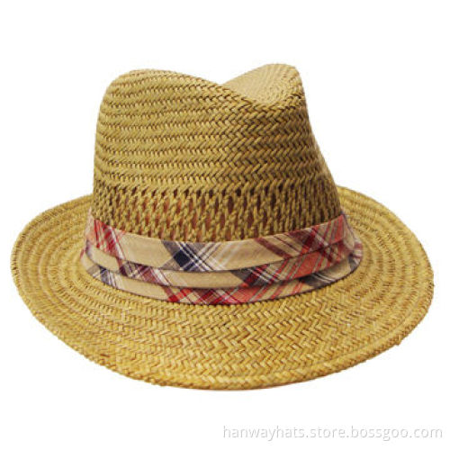 Mexican Straw Hat with Printed Fabric Band, Various Designs, Sizes and Colors are Available
